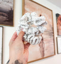 White Peppered Crochet Scrunchie