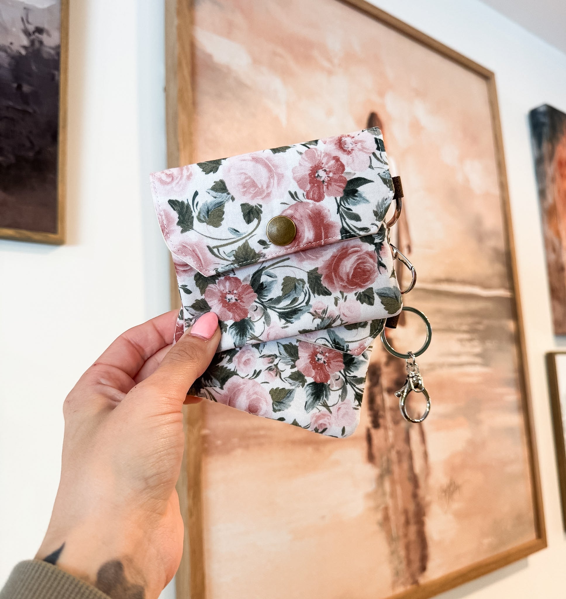 Pink Roses Card Holder