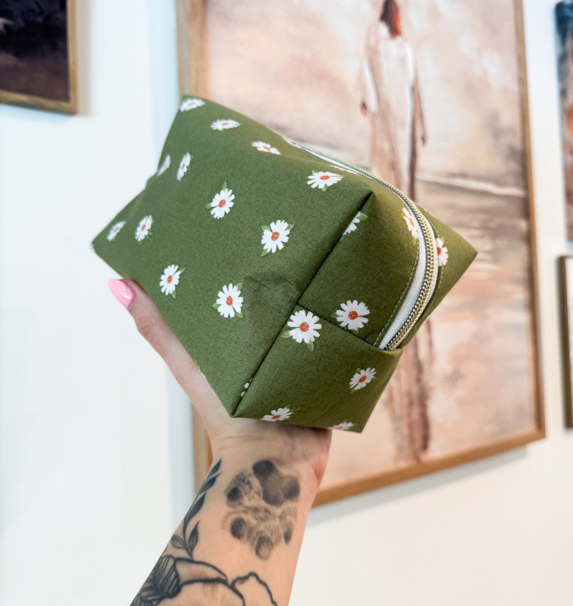 Sage Daisy Boxy Bag