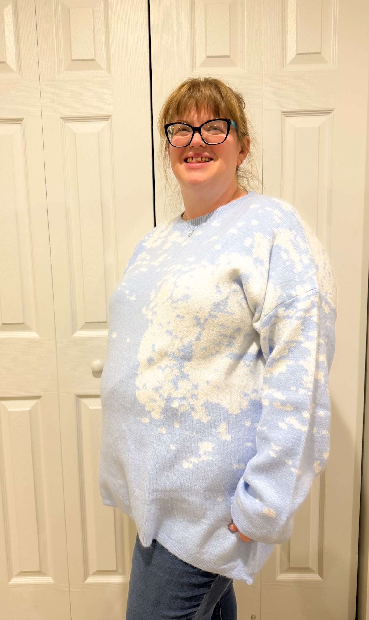 Blue Tye Dye Plus Size Sweater