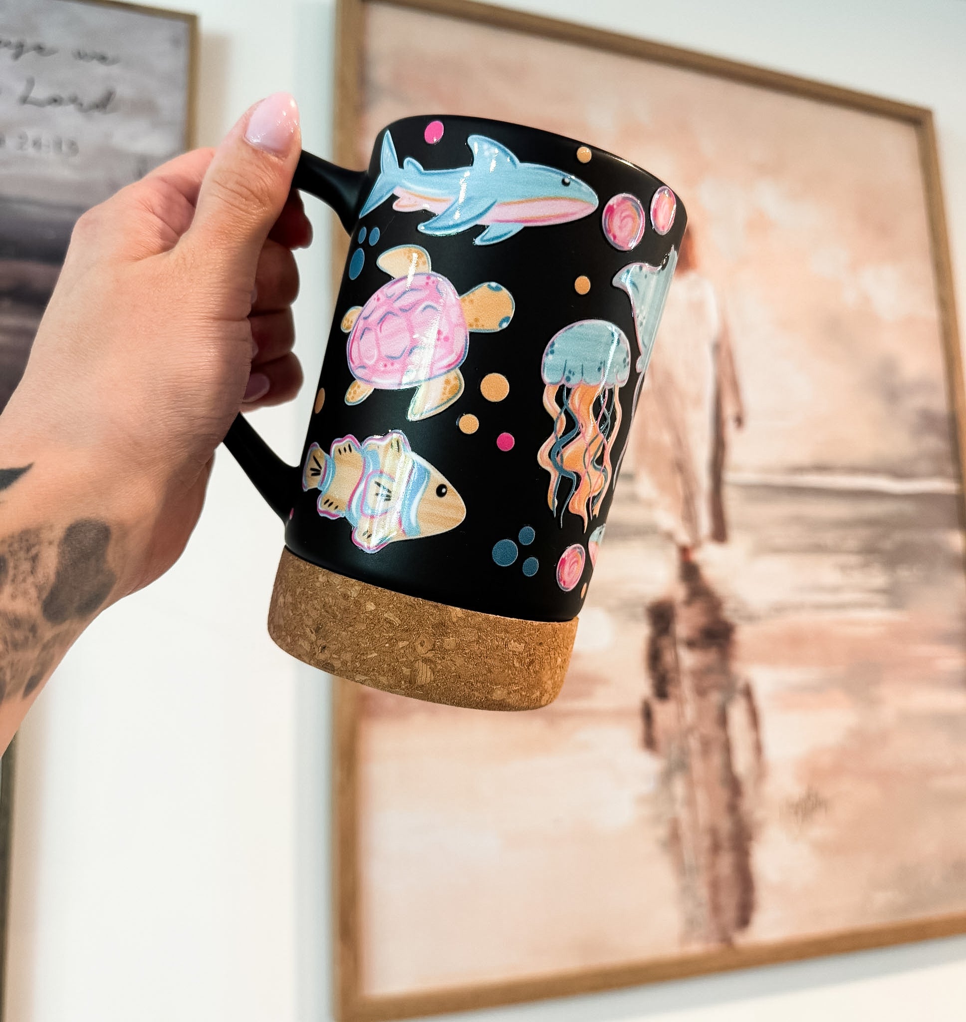 Water Color Sea Creatures Travel Mug