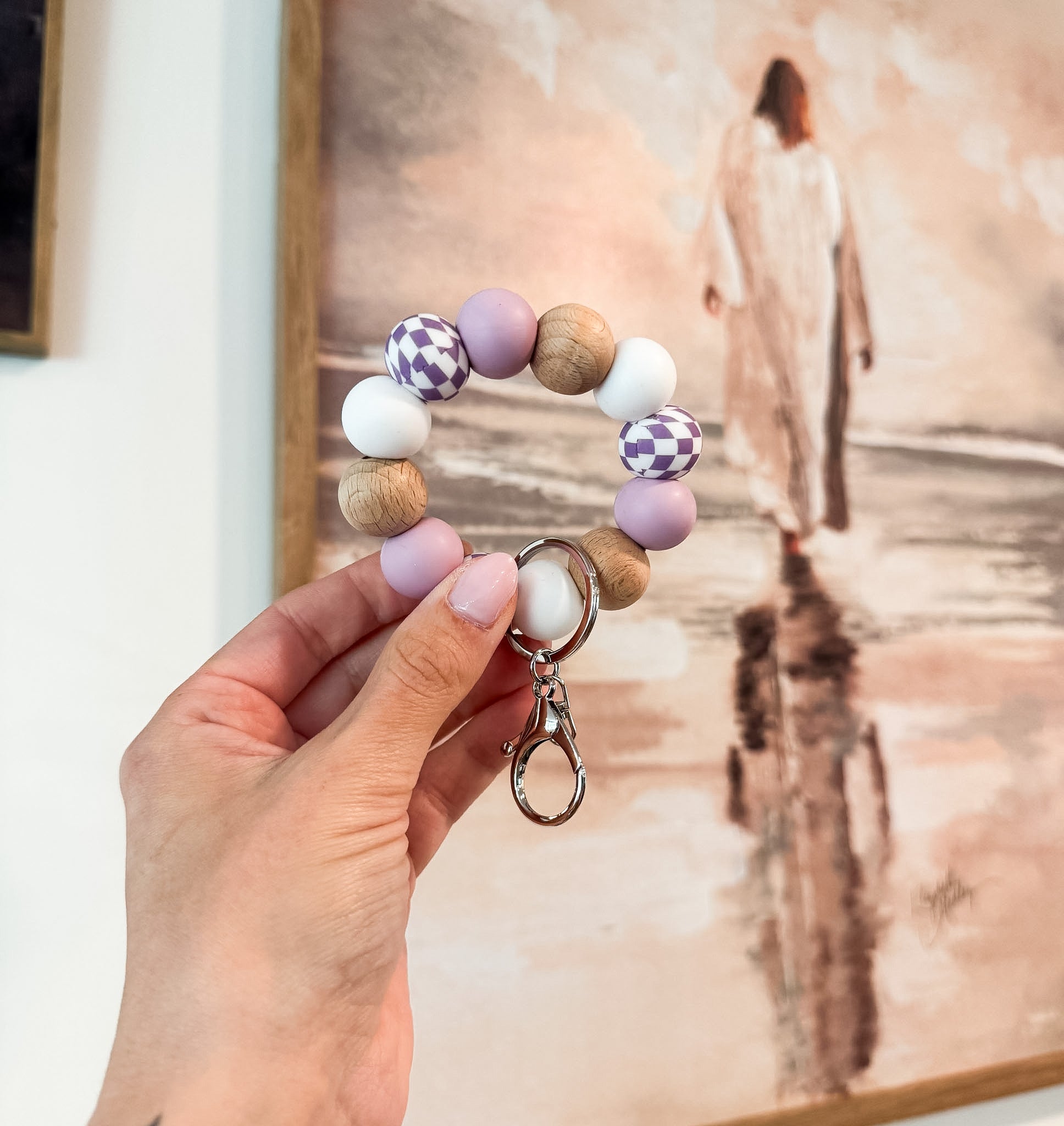 Purple Checkered Mini Keychain
