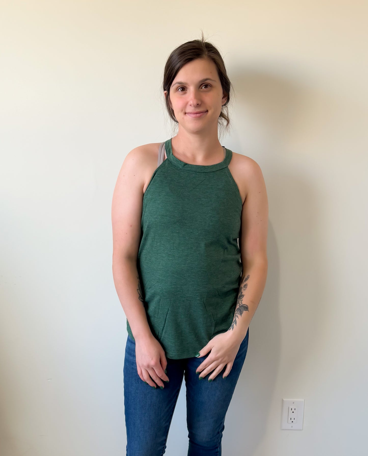 Green Roman Neck Tank