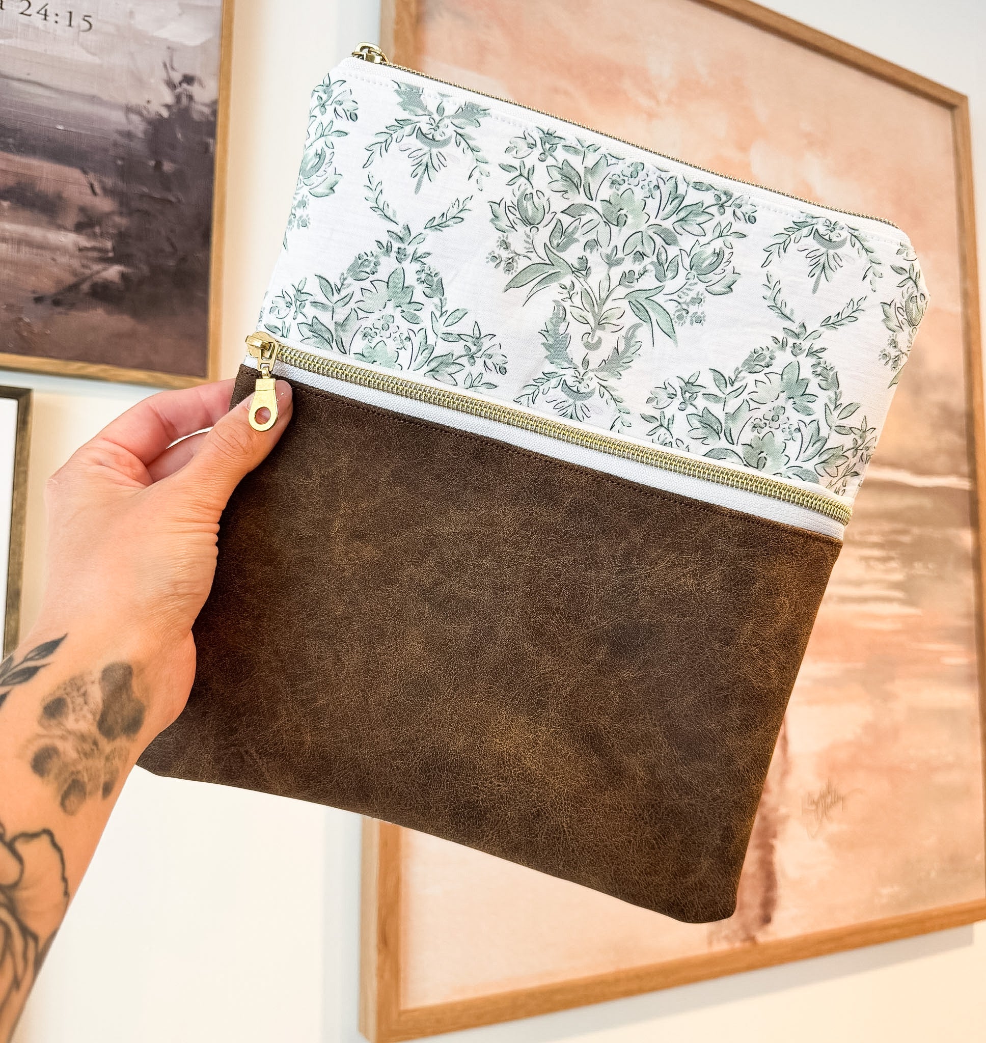 Elegant Green & Pleather Whatever Bag