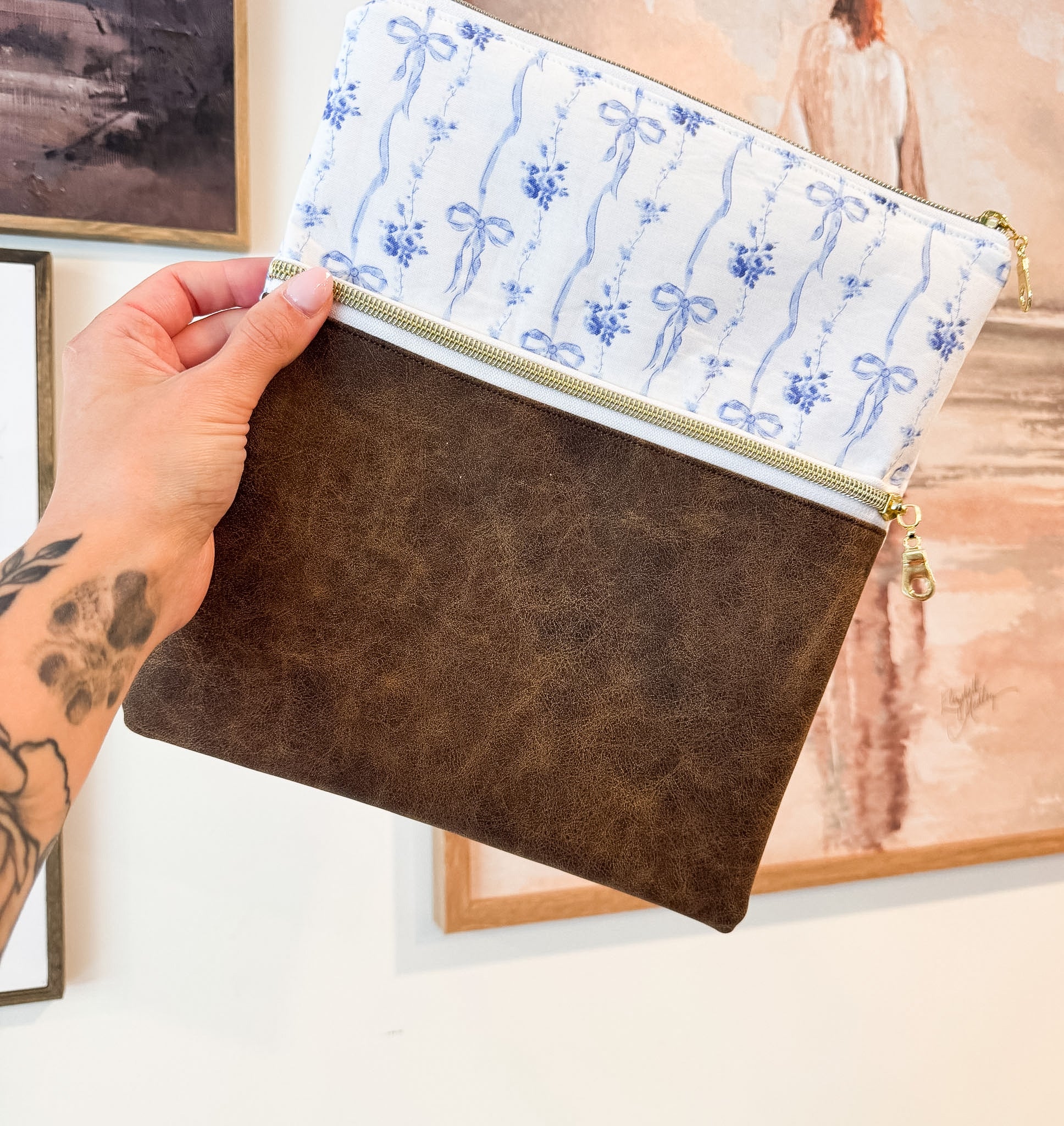 Blue Ribbons & Pleather Whatever Bag