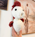 White and Rust Crochet Seahorse