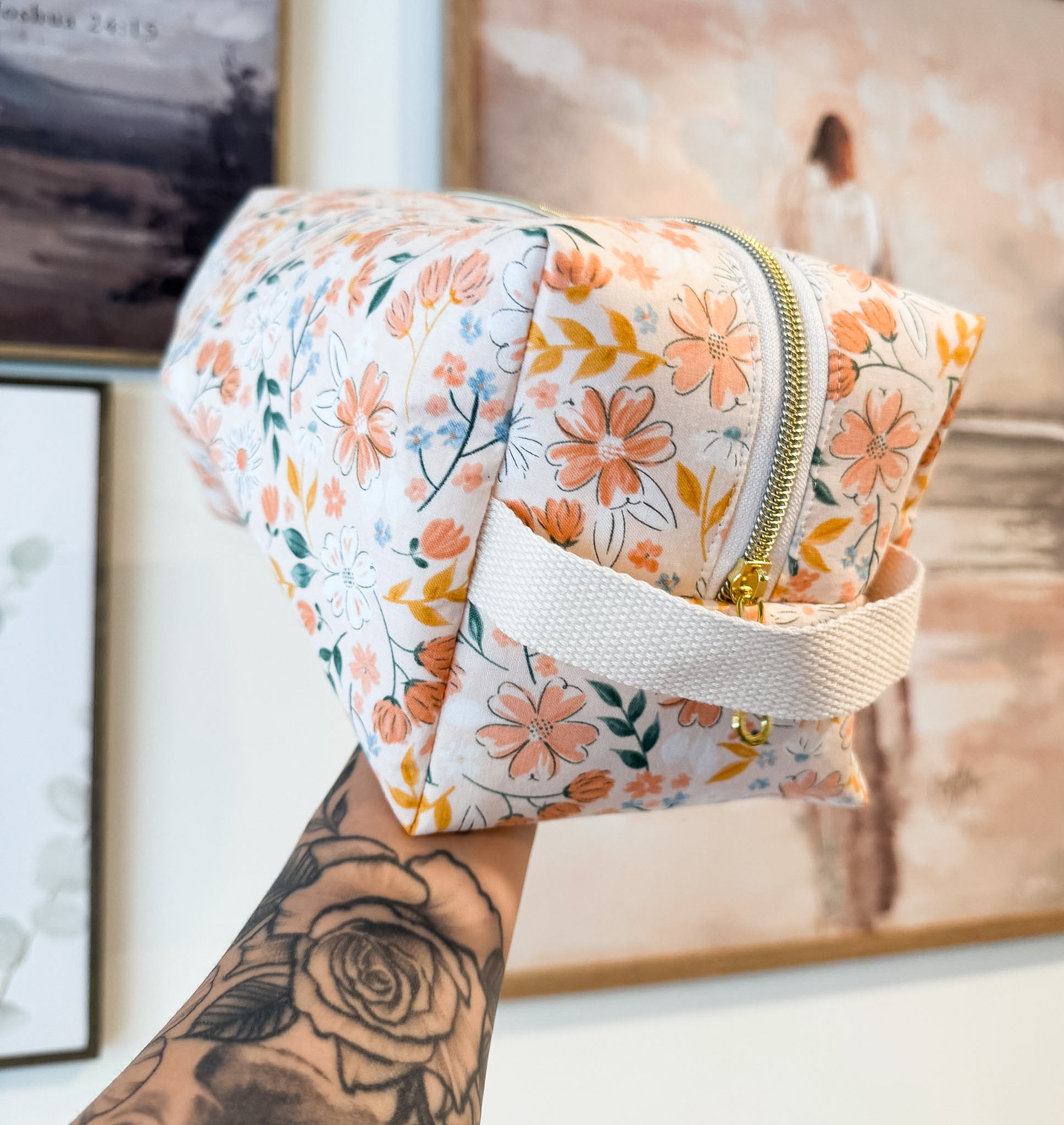 Peach Floral XL Boxy Bag