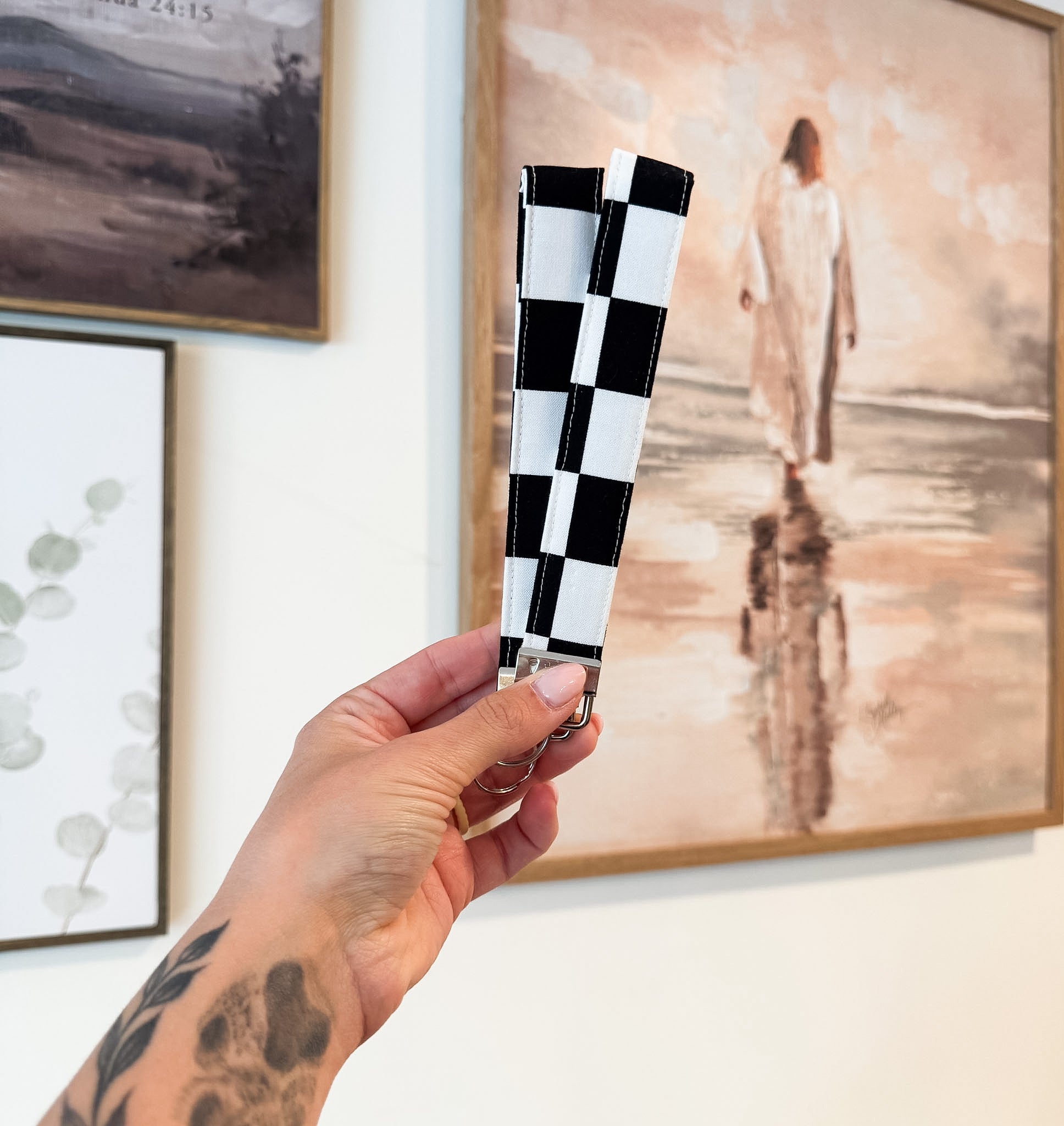 Black Checkered Key Fob