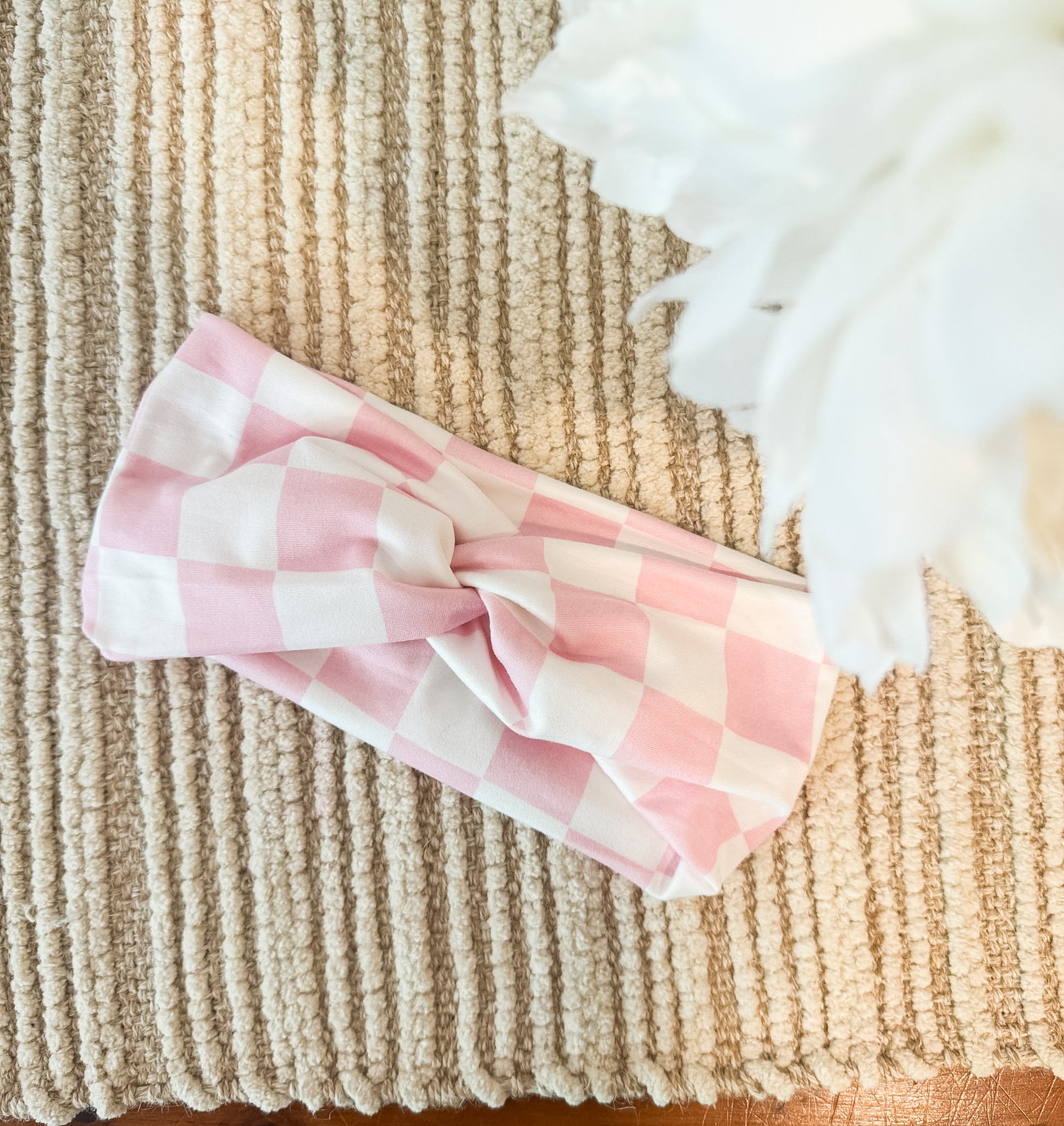 Pink Checkered Headwrap