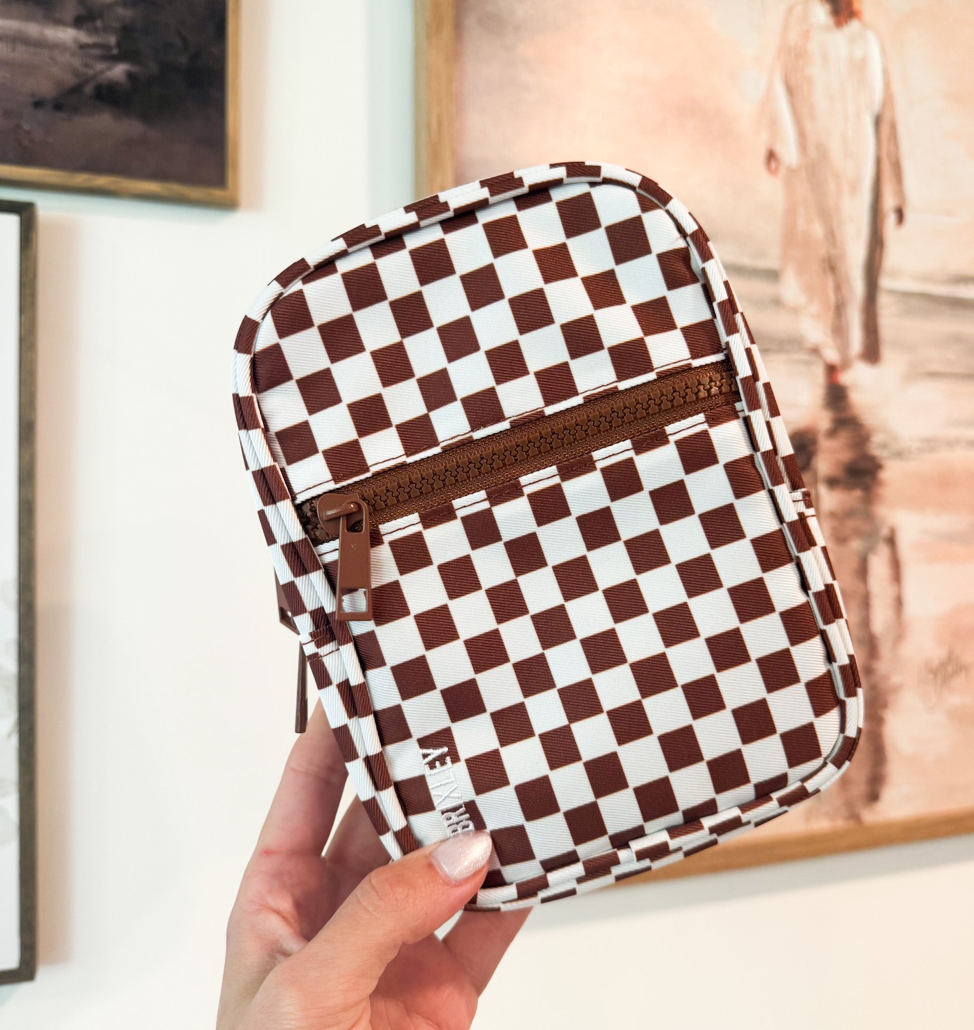 Brown Checkered Crossbody Sling-BRIXLEY