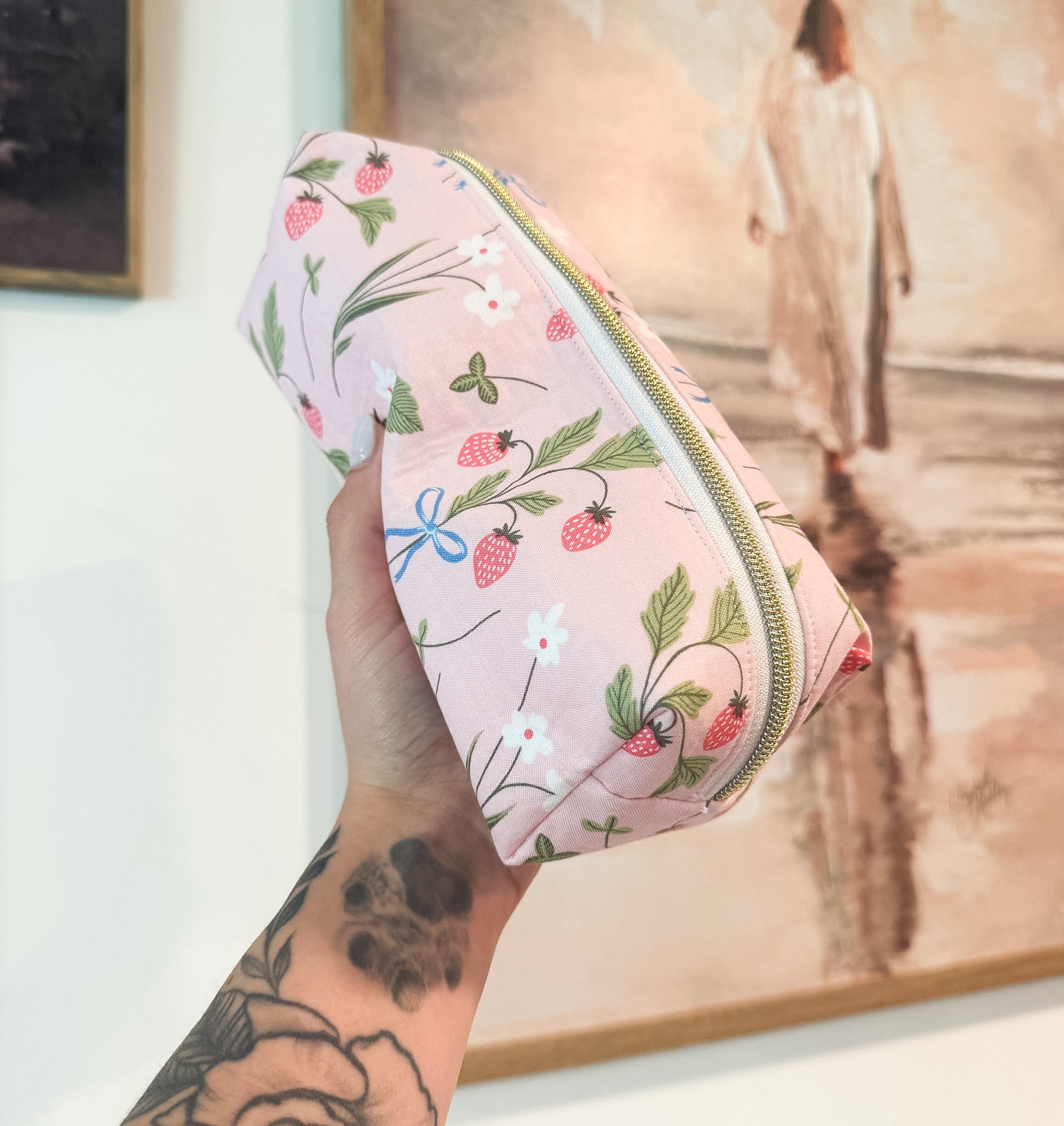 Strawberry Bouquet Boxy Pencil Pouch