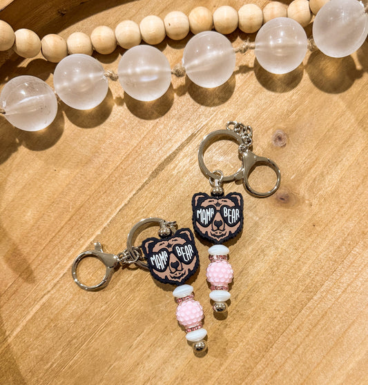 Pink Mama Bear Bar Keychain