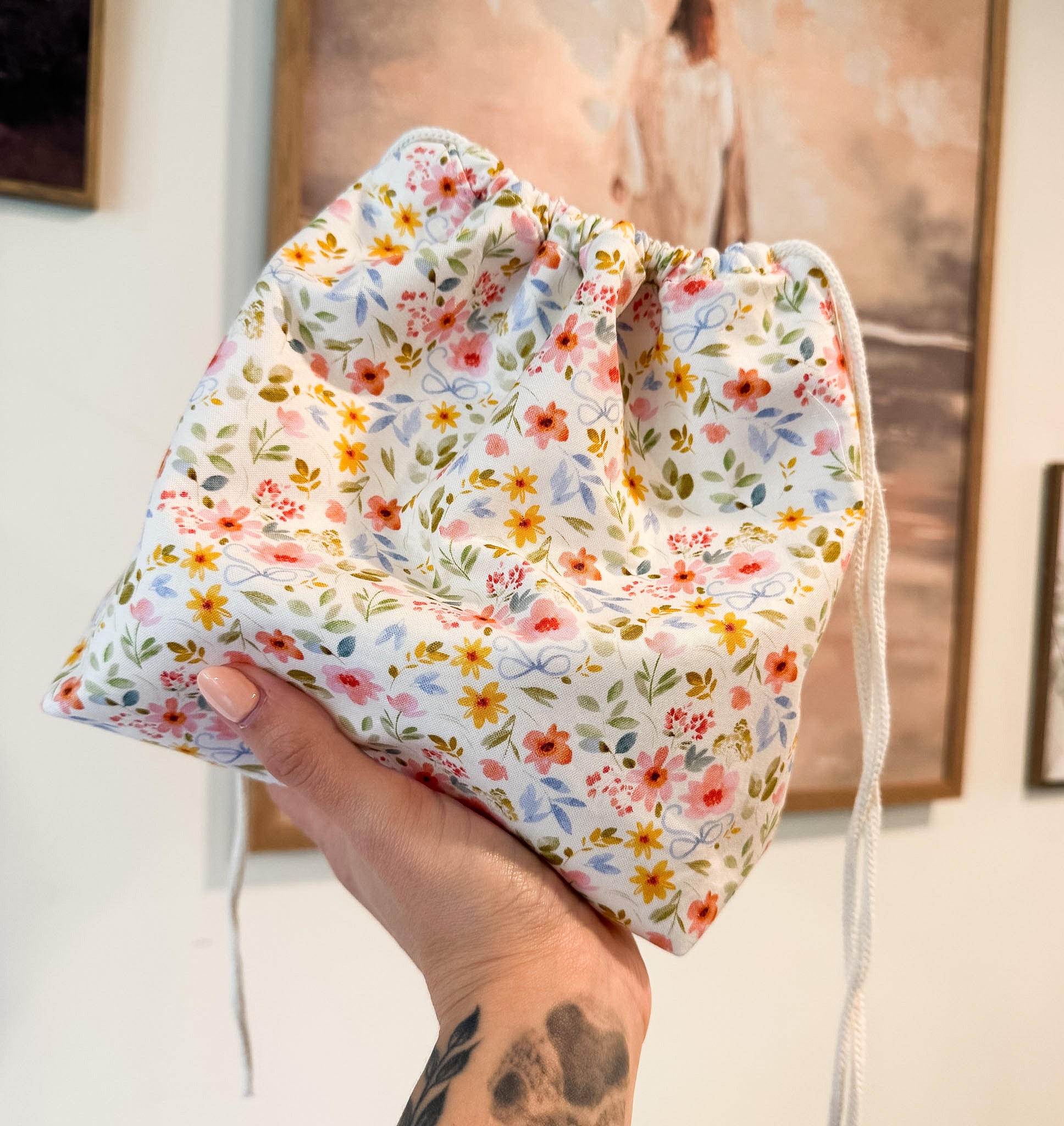 Floral and Bows Scrunch & Go Bag-PREORDER