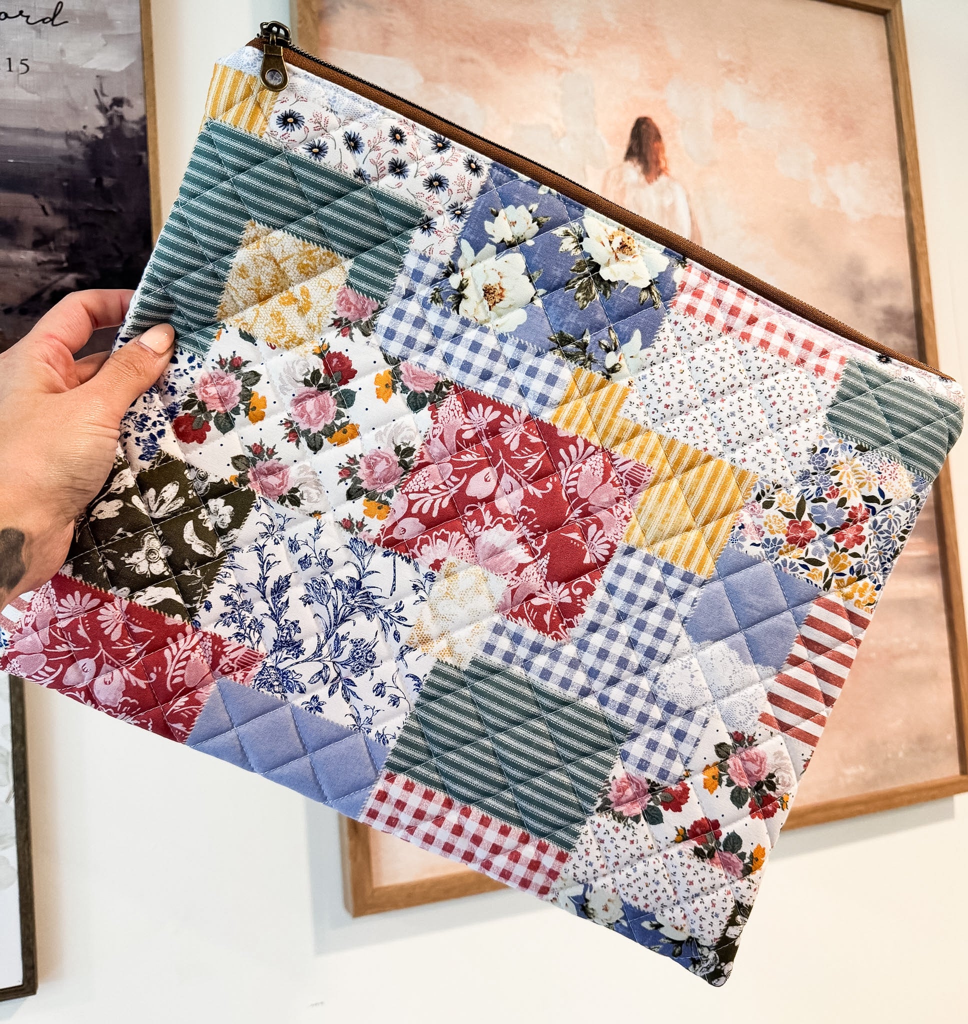 Vintage Patchwork Quilted Laptop Sleeve