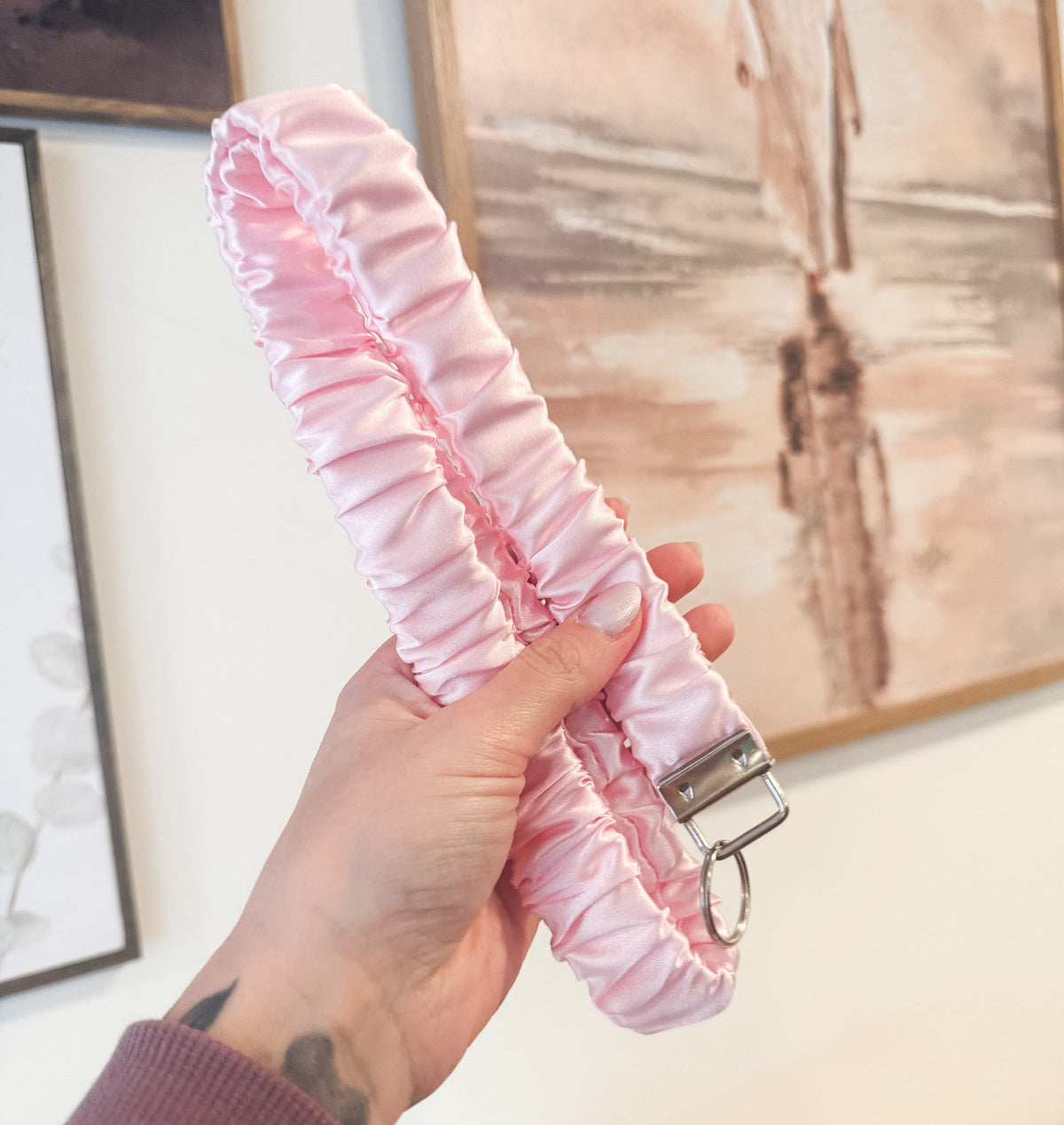 Light Pink Satin Scrunchie Lanyard