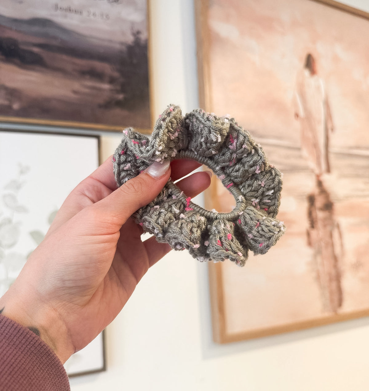 Sage Garden Crochet Scrunchie