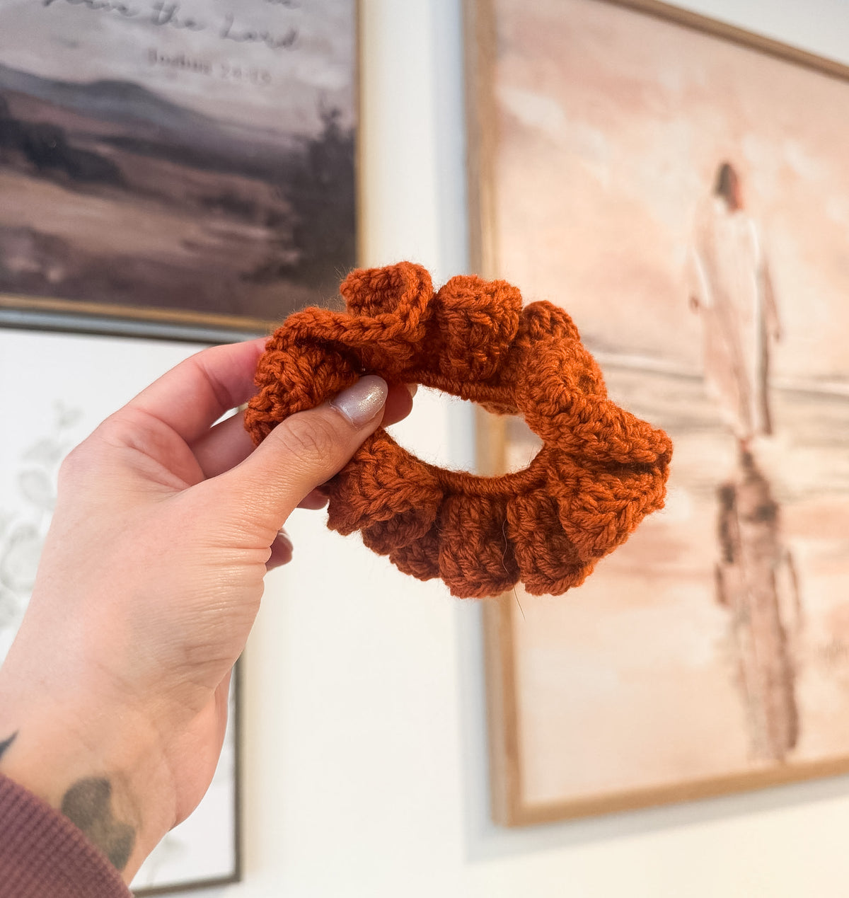 Burnt Pumpkin Crochet Scrunchie