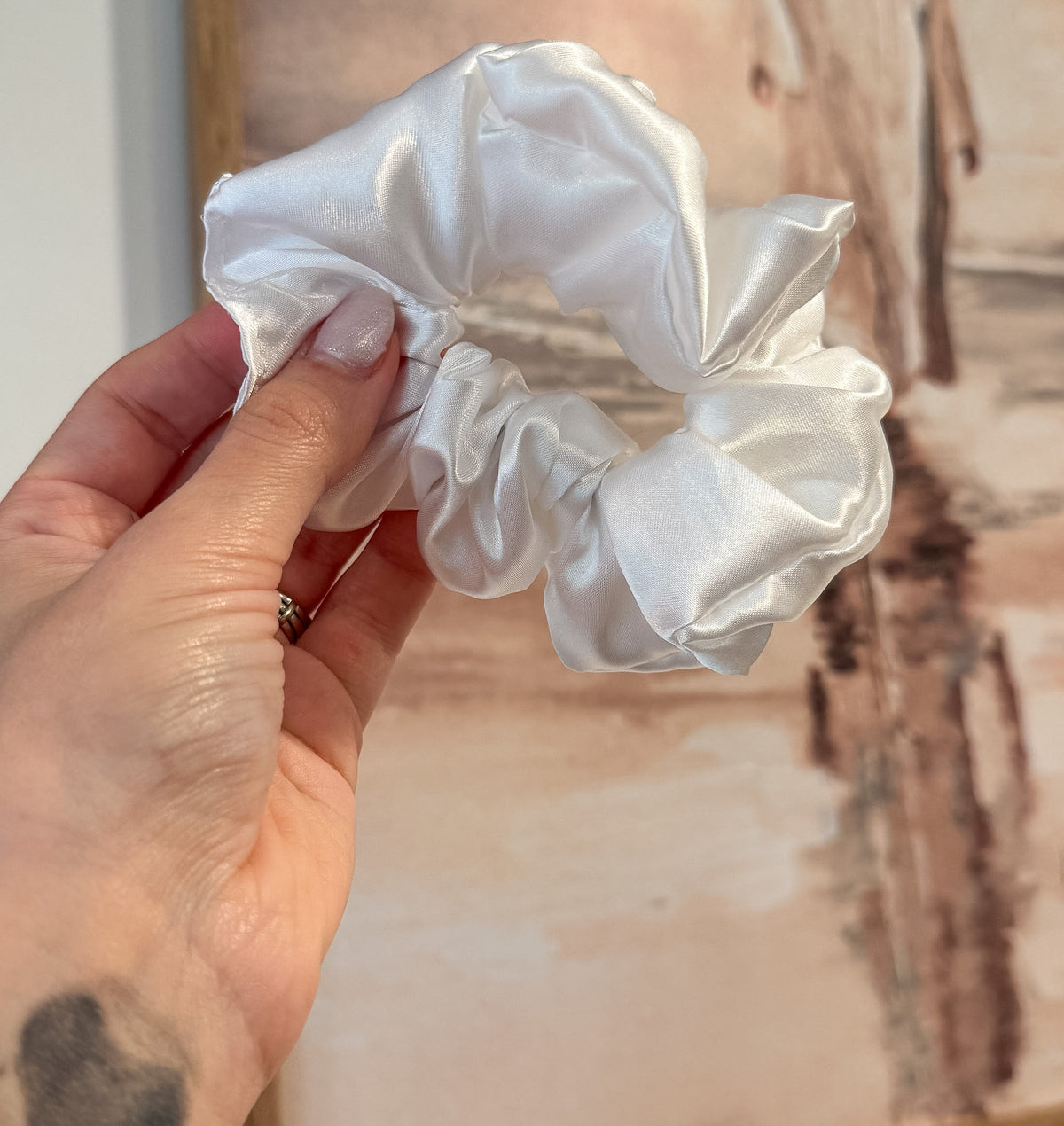 White Satin Scrunchie