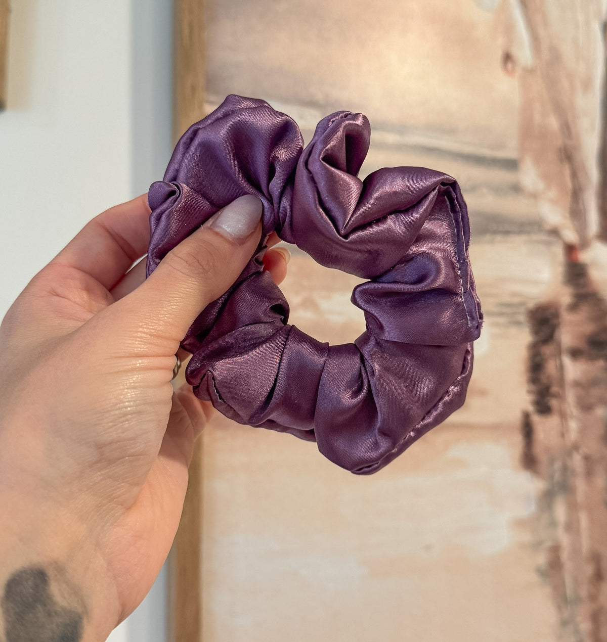Deep Lavender Satin Scrunchie