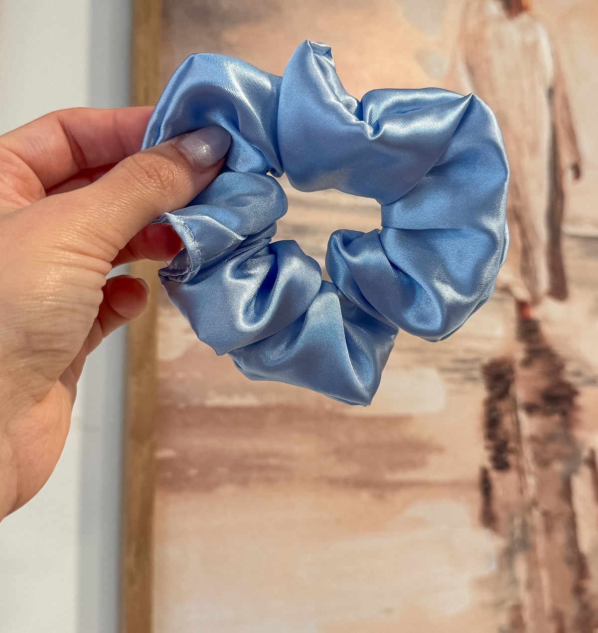 Light Blue Satin Scrunchie