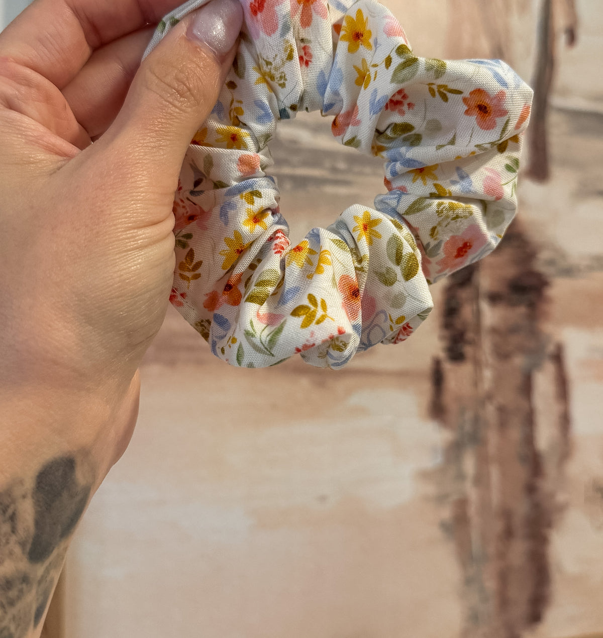 Bows and Floral Scrunchie