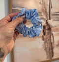 Blue Butterfly Ribbed Knit Scrunchie