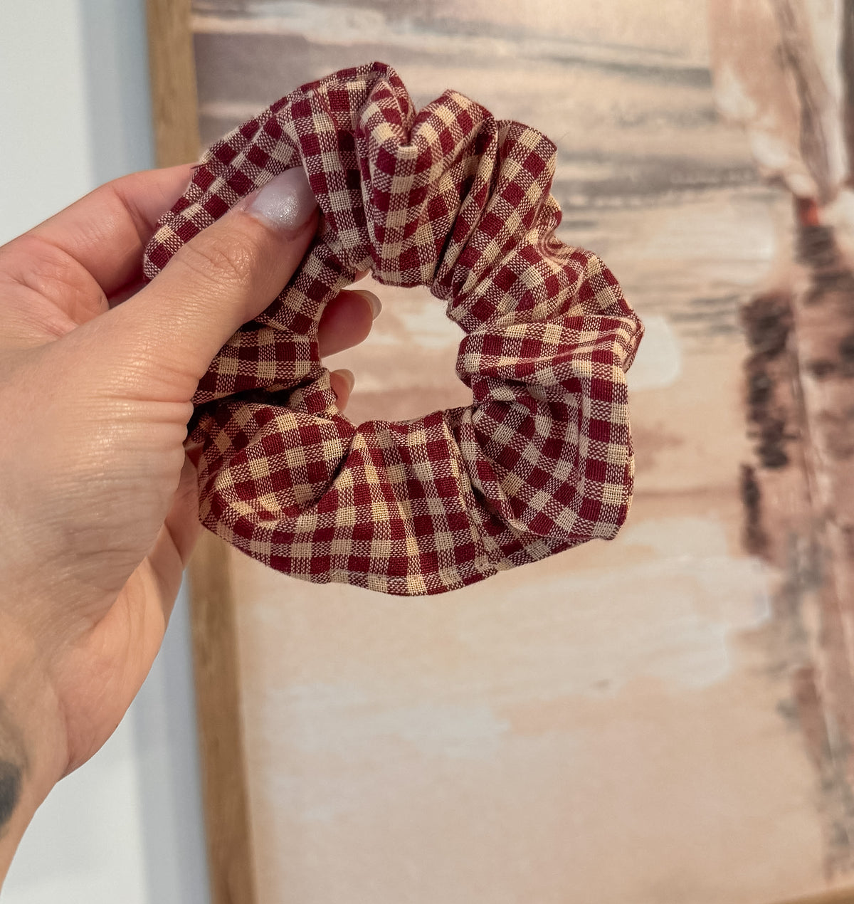 Red Gingham Scrunchie