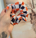 Halloween Checkered Ribbed Knit Scrunchie