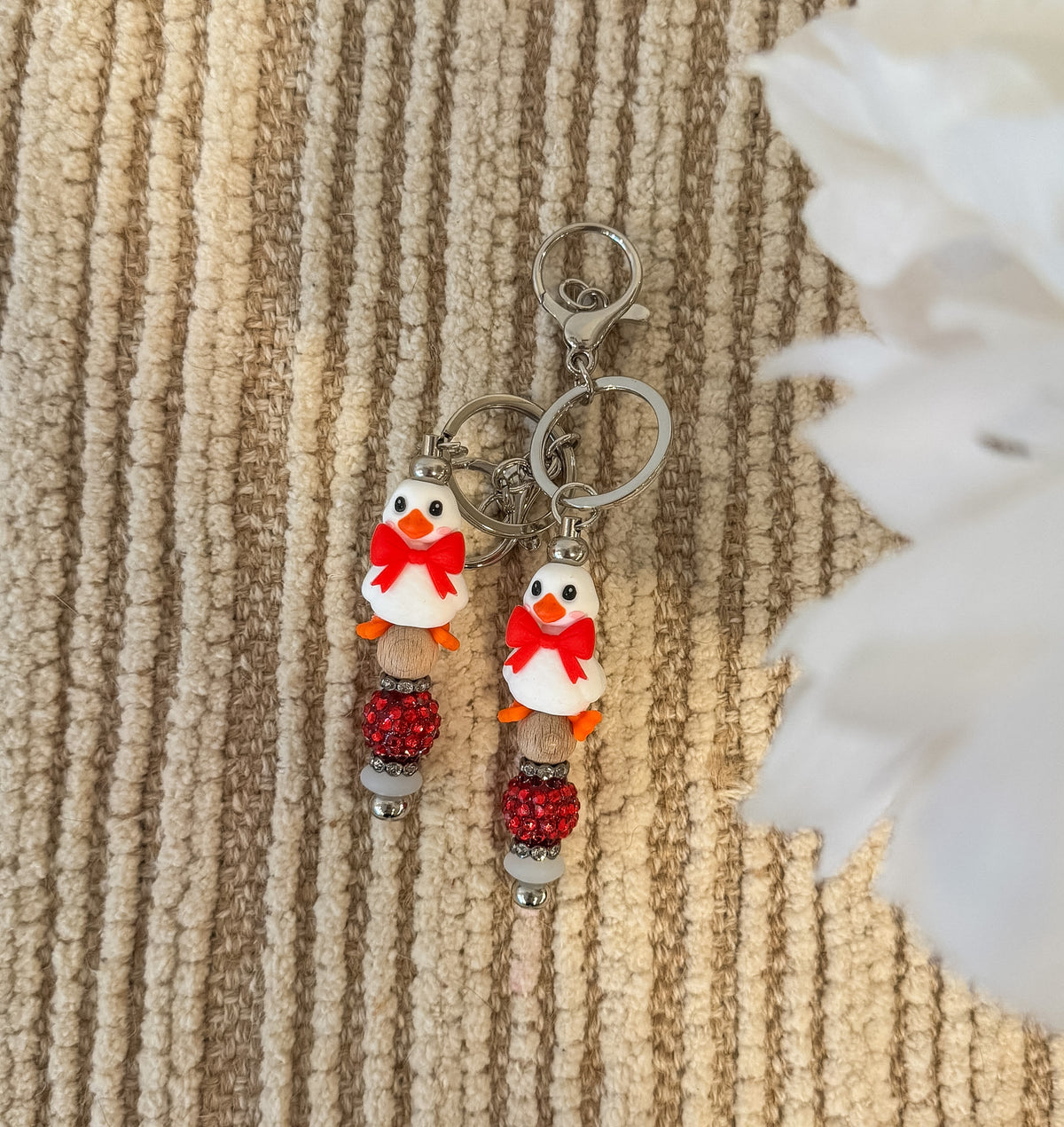 Red Bow Duck Bar Keychain