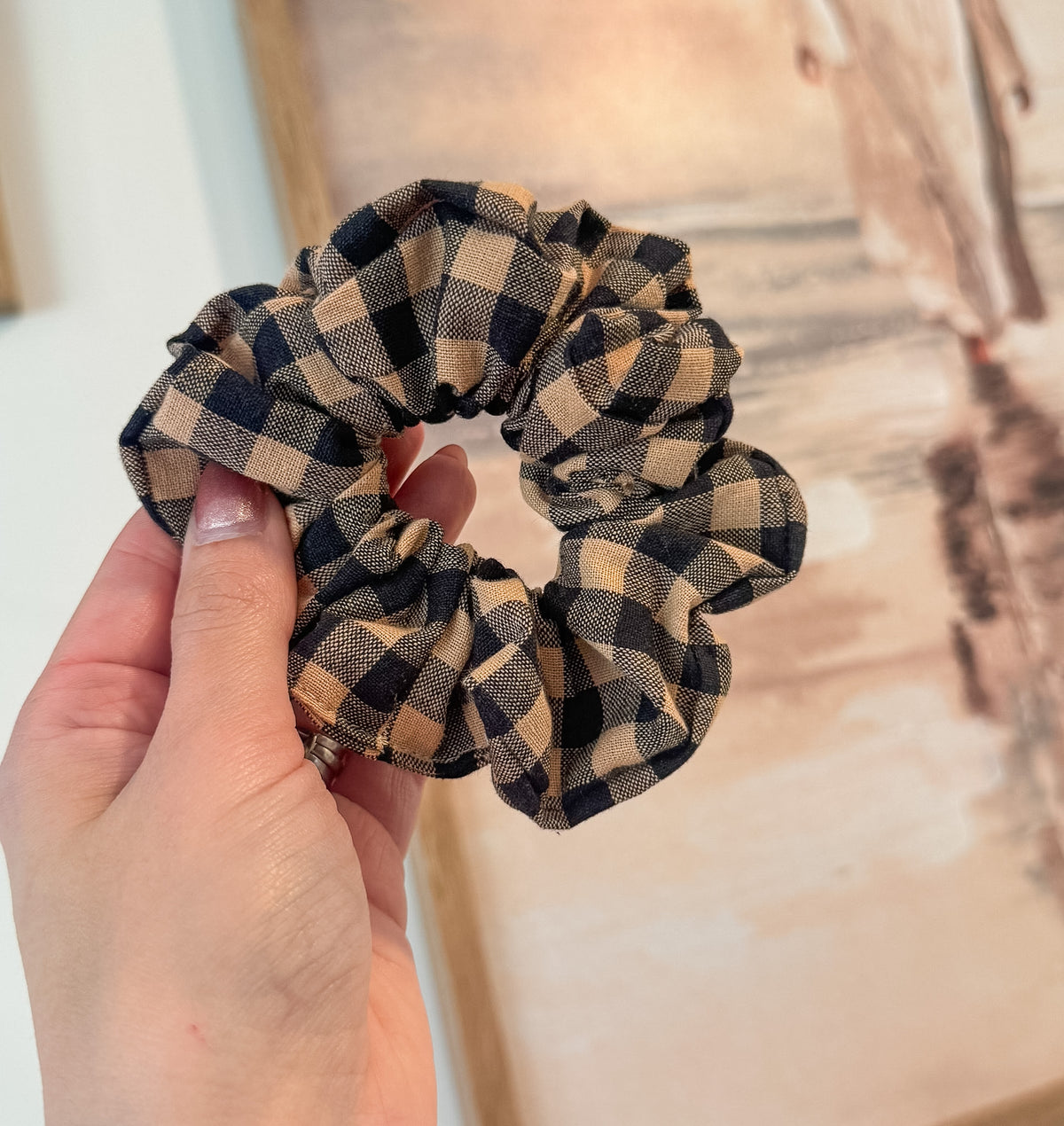 Black and Brown Flannel Scrunchie
