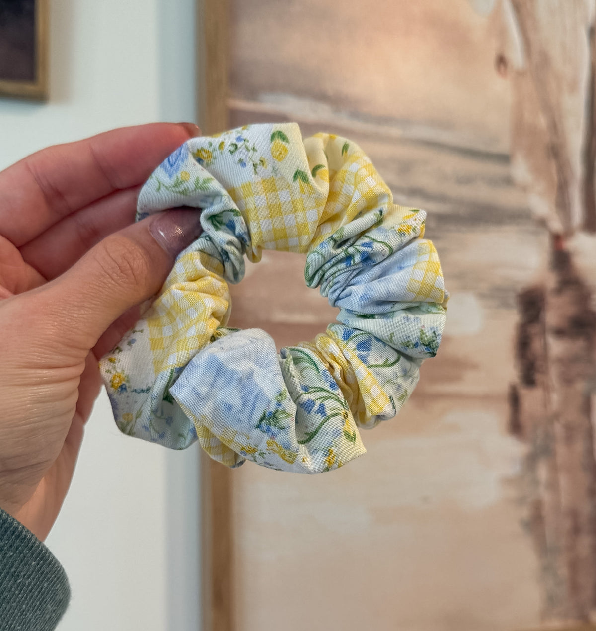 Blue Vintage Patchwork Scrunchie