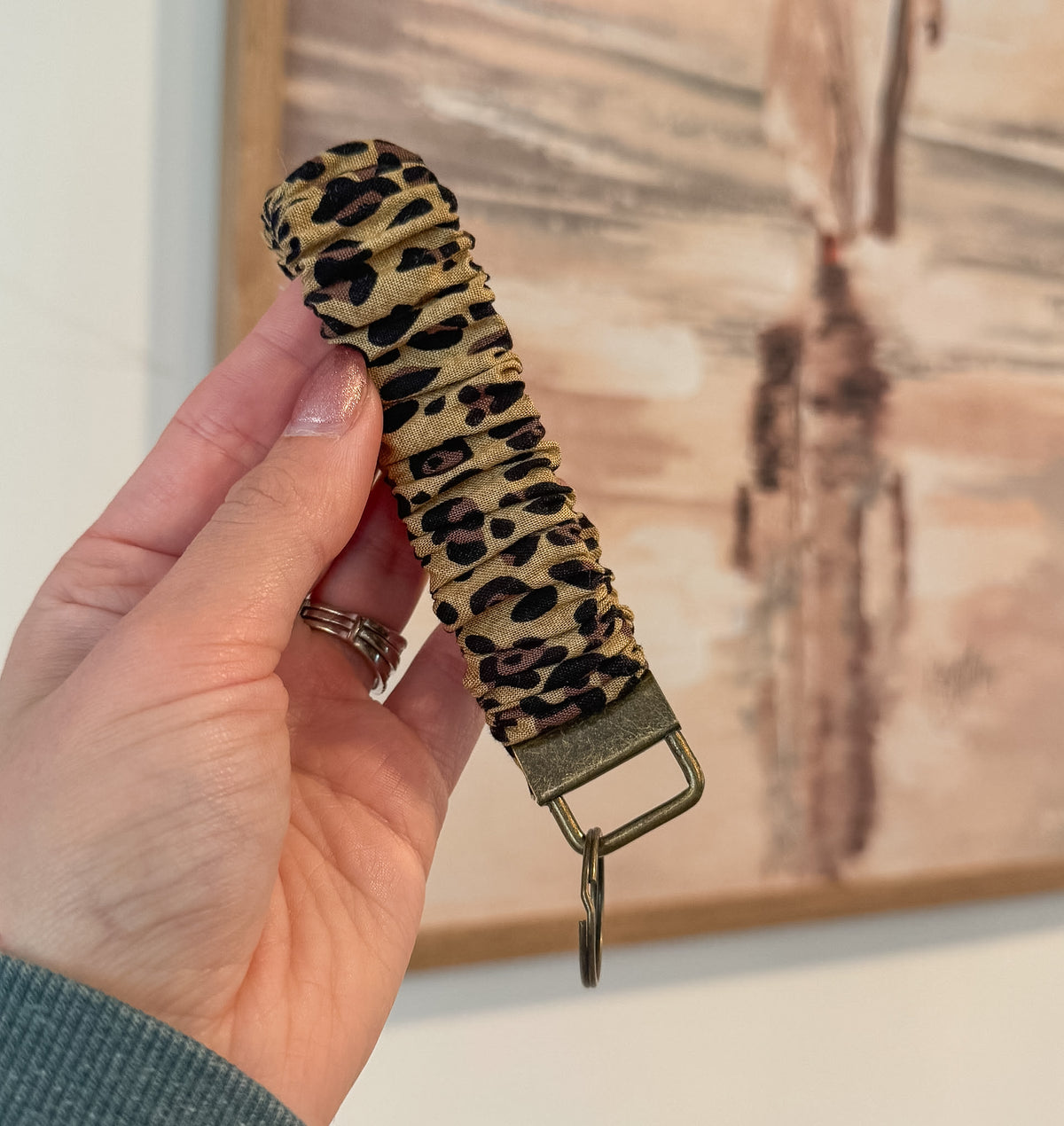 Leopard Print Scrunchie Keychain