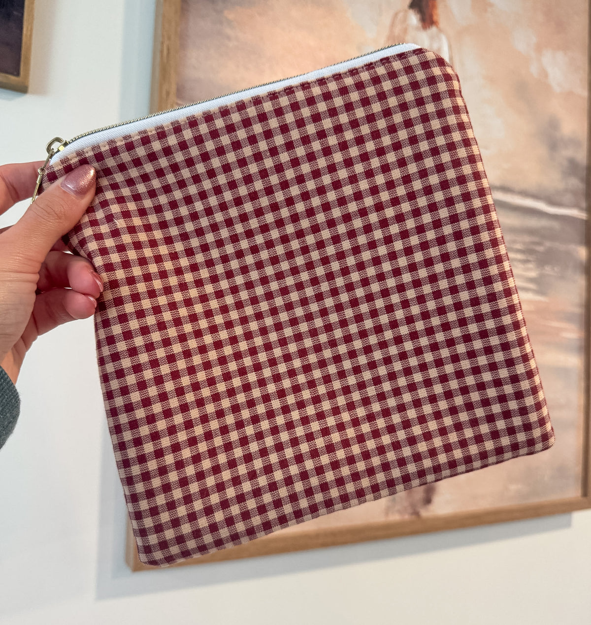 Red Flannel Zipper Pouch