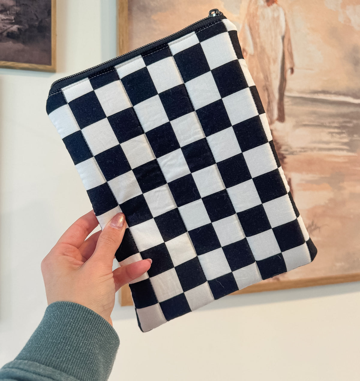 Black Checkered Quilted Everyday Essential