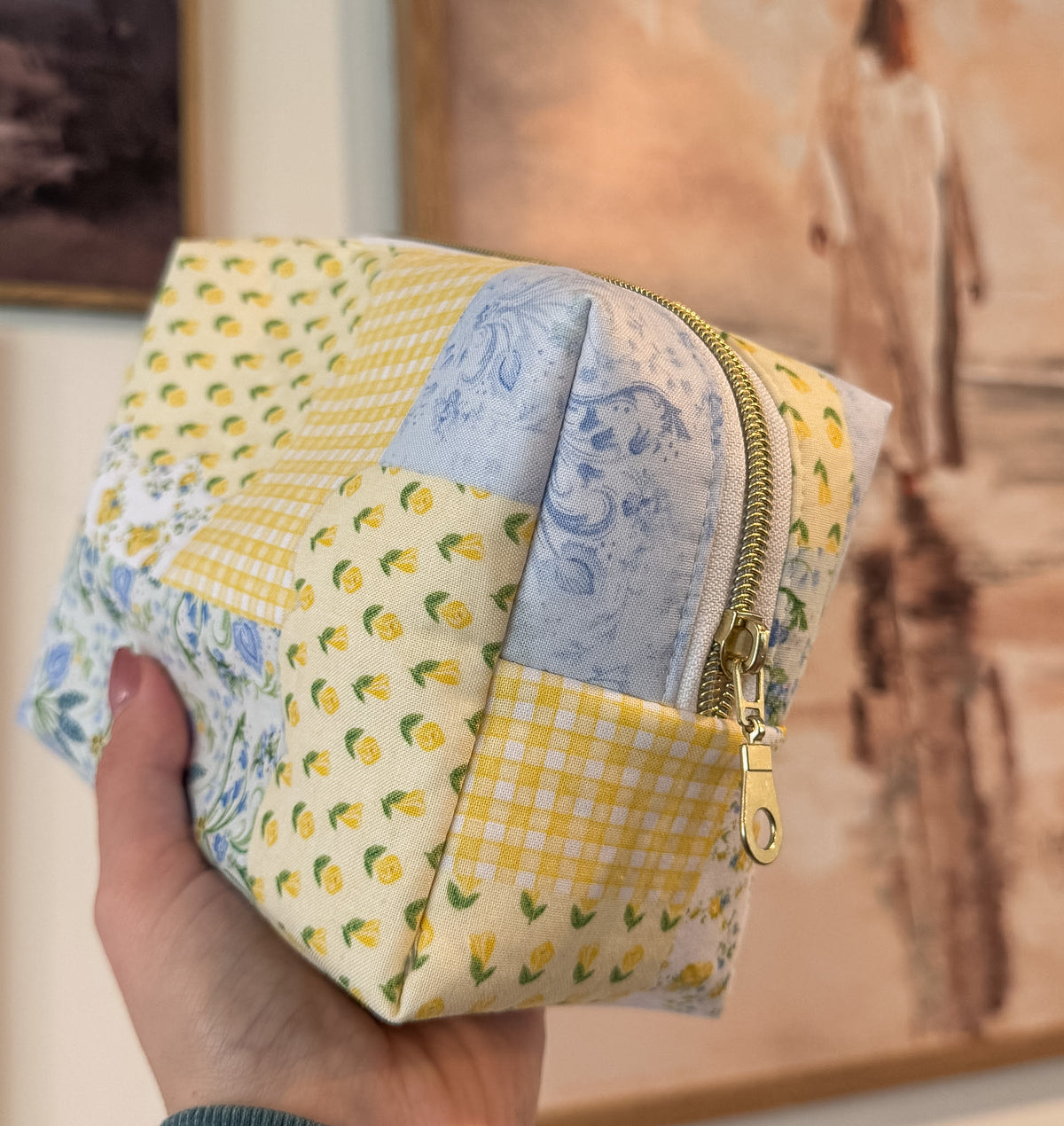 Blue Vintage Patchwork Boxy Bag