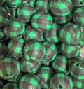 Green Buffalo Plaid 15mm Round Bead-SINGLE