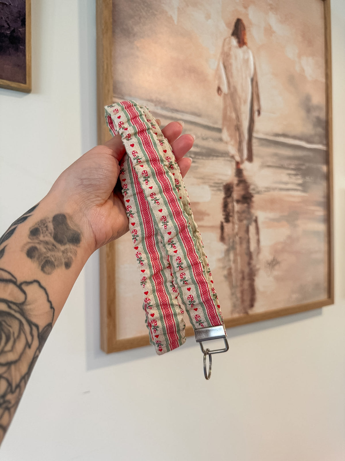 Candy Cane Schrunchie Lanyard