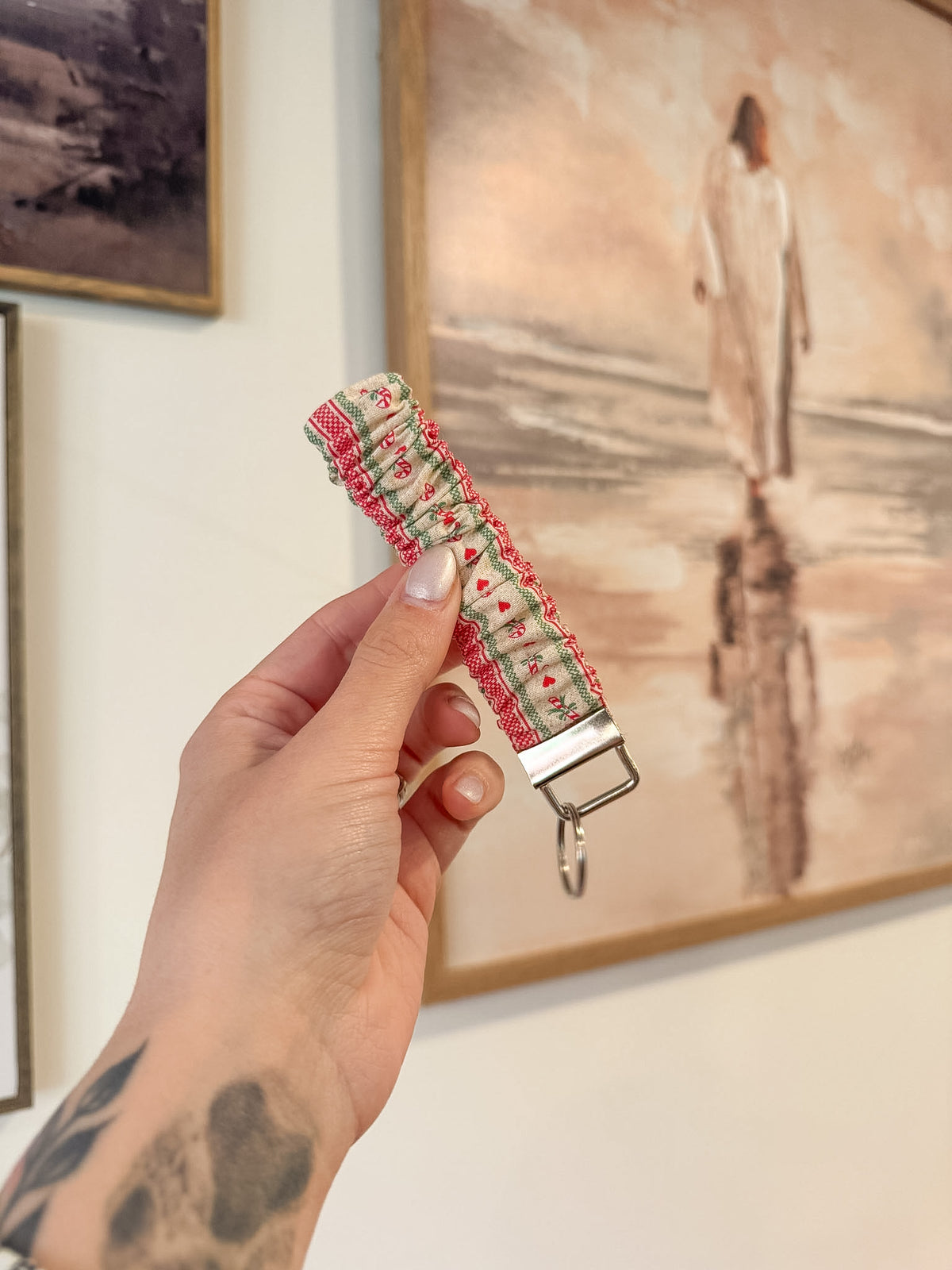 Candy Cane Schrunchie Keychain