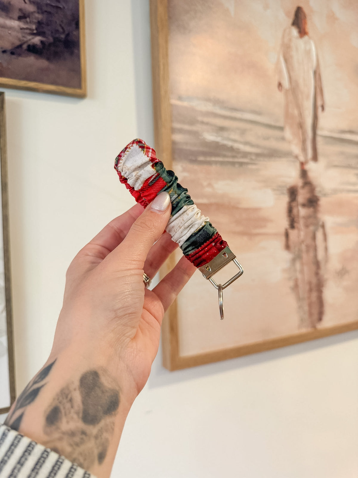 Christmas Patchwork Schrunchie Keychain