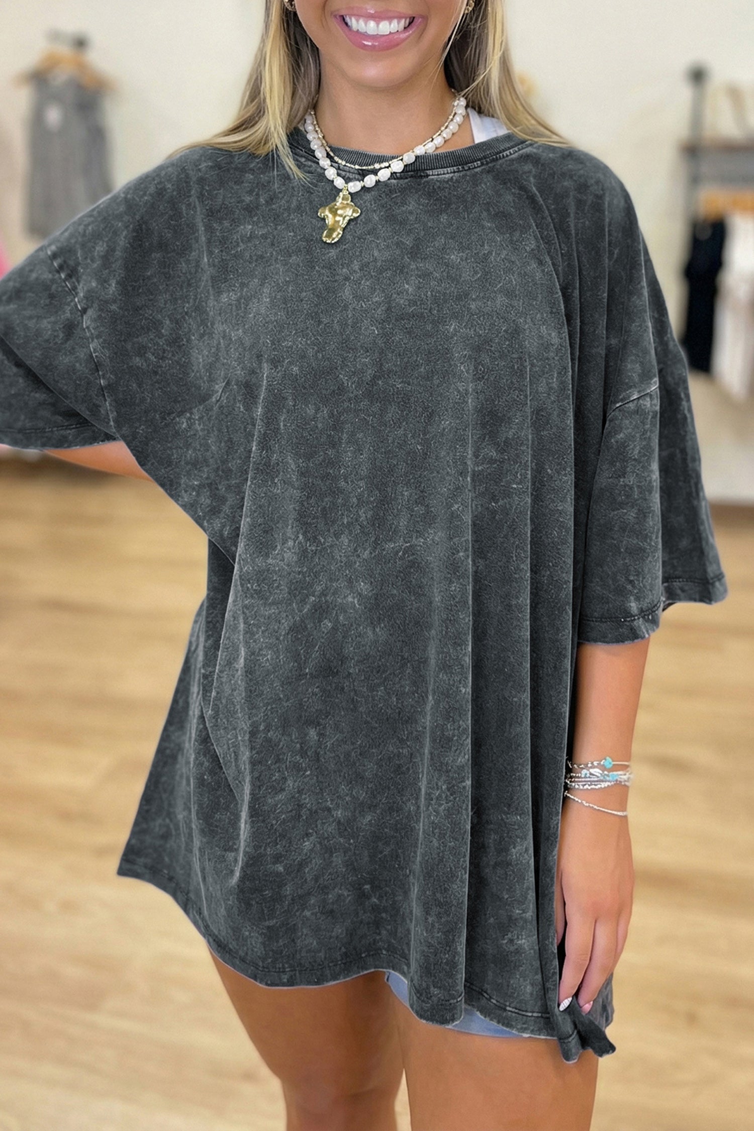 Dark Grey Distressed Tee