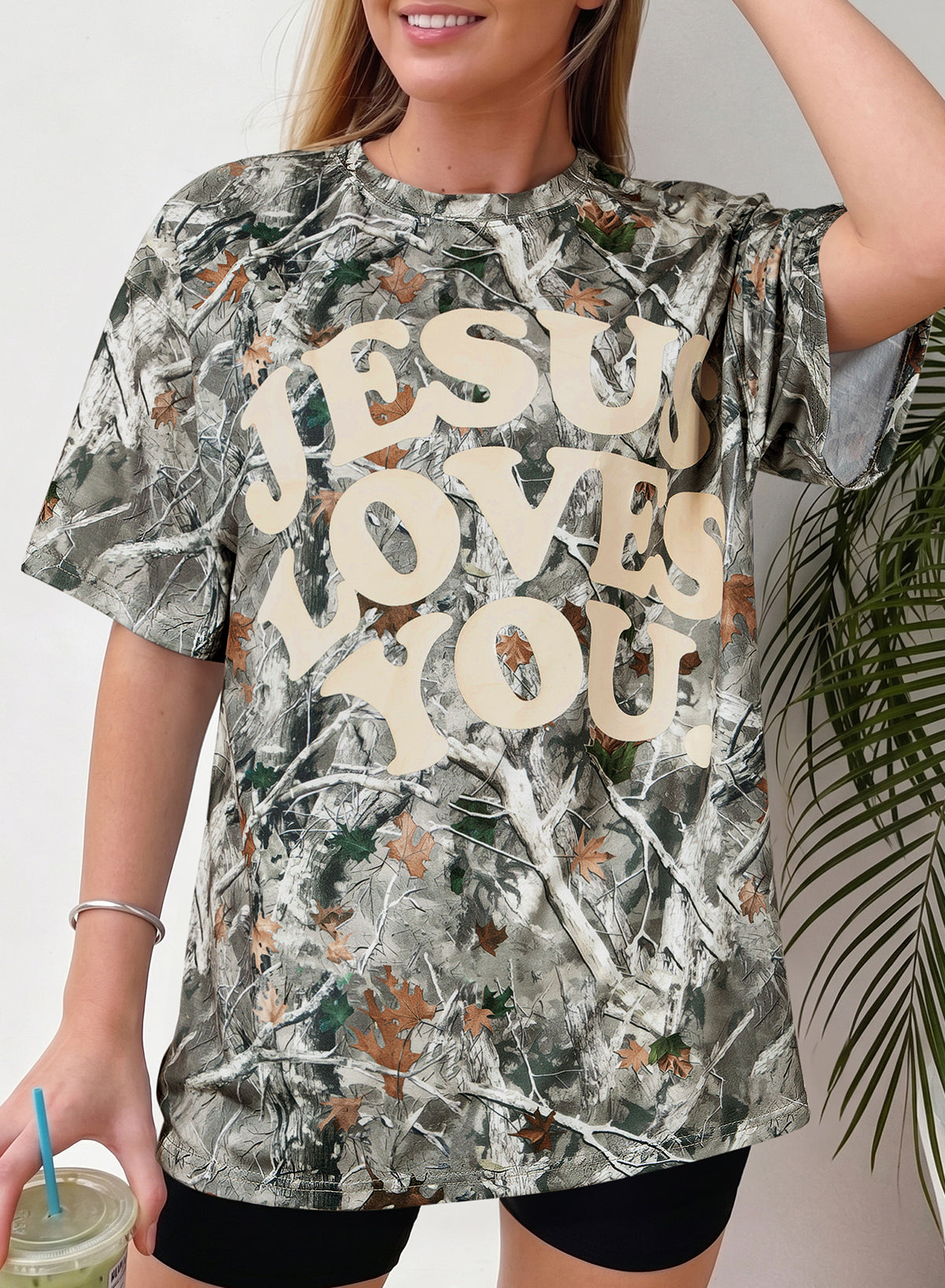 Camo Jesus Loves You Tee