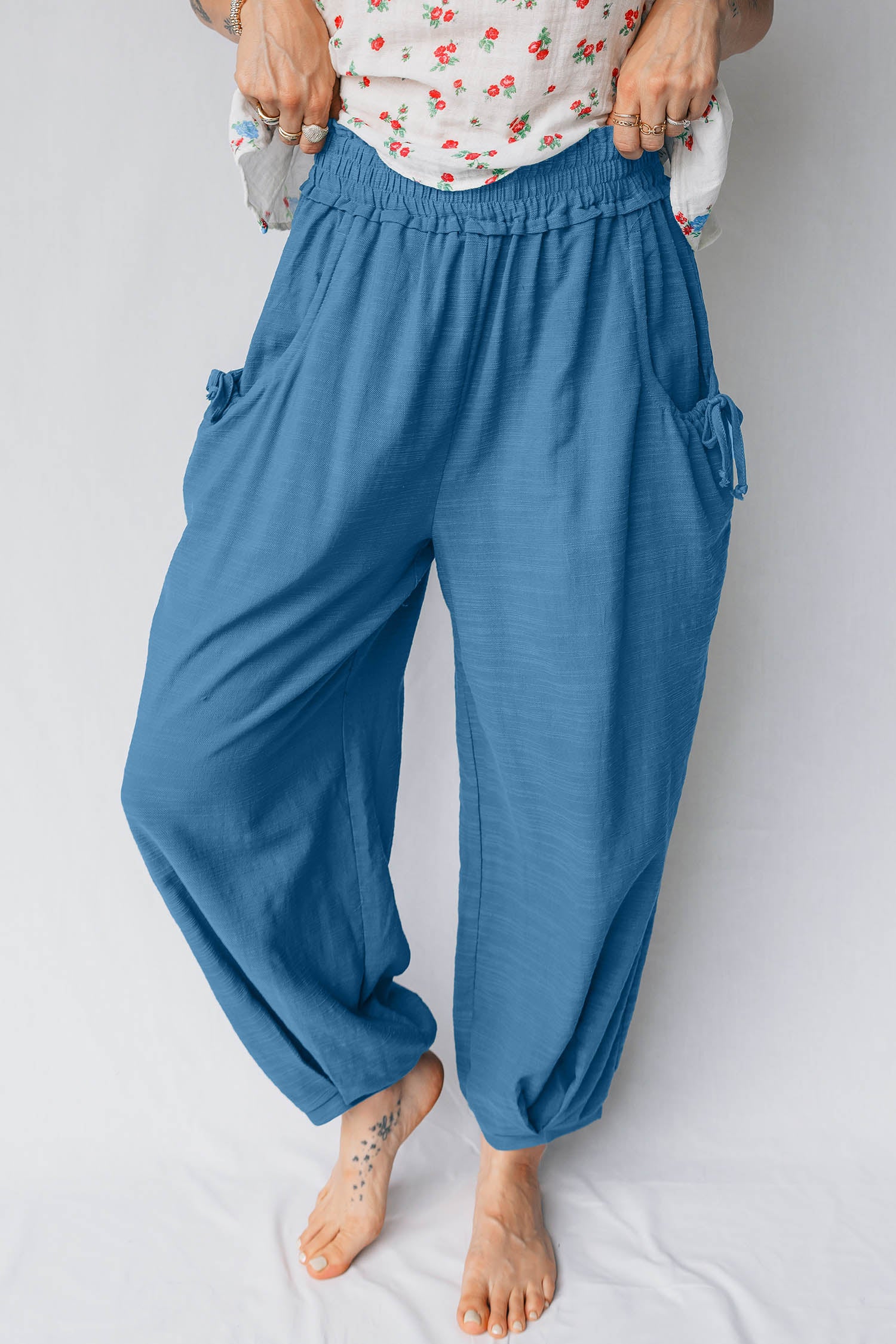 Blue Casual Jogger Pants