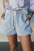 Sky Blue Striped Shorts