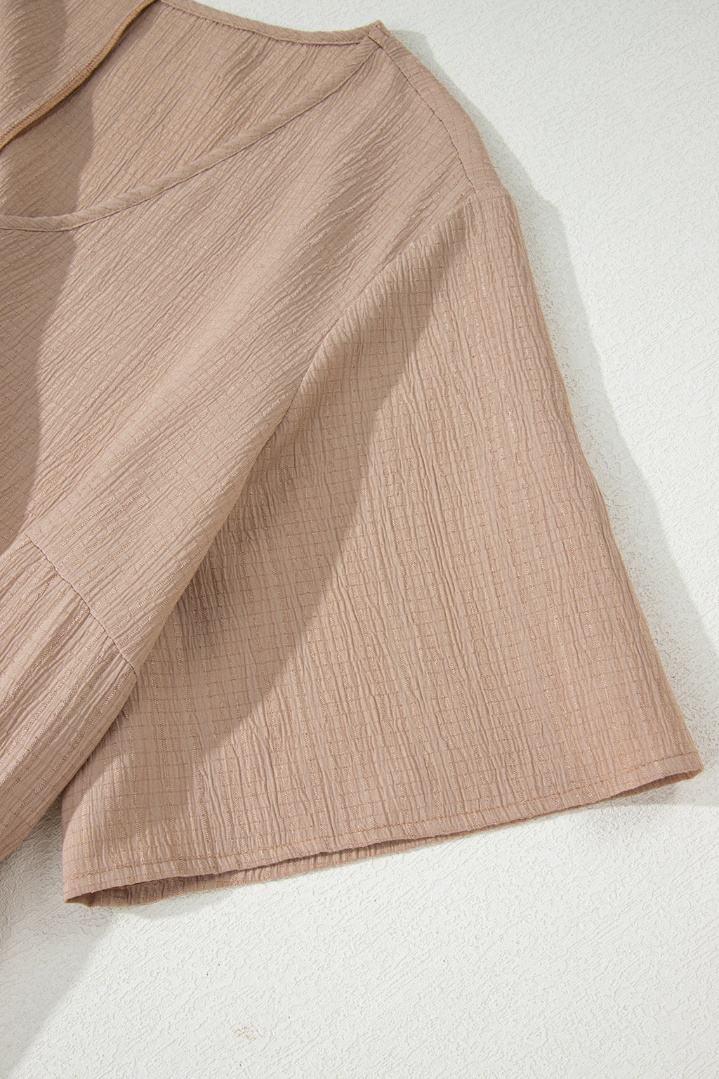 Dark Khaki Textured Ruffled Short Sleeve Dress-PLUS - FINAL SALE