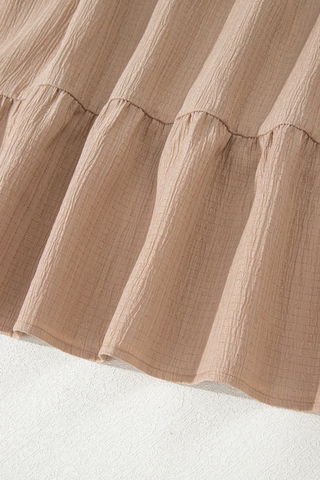 Dark Khaki Textured Ruffled Short Sleeve Dress-PLUS - FINAL SALE