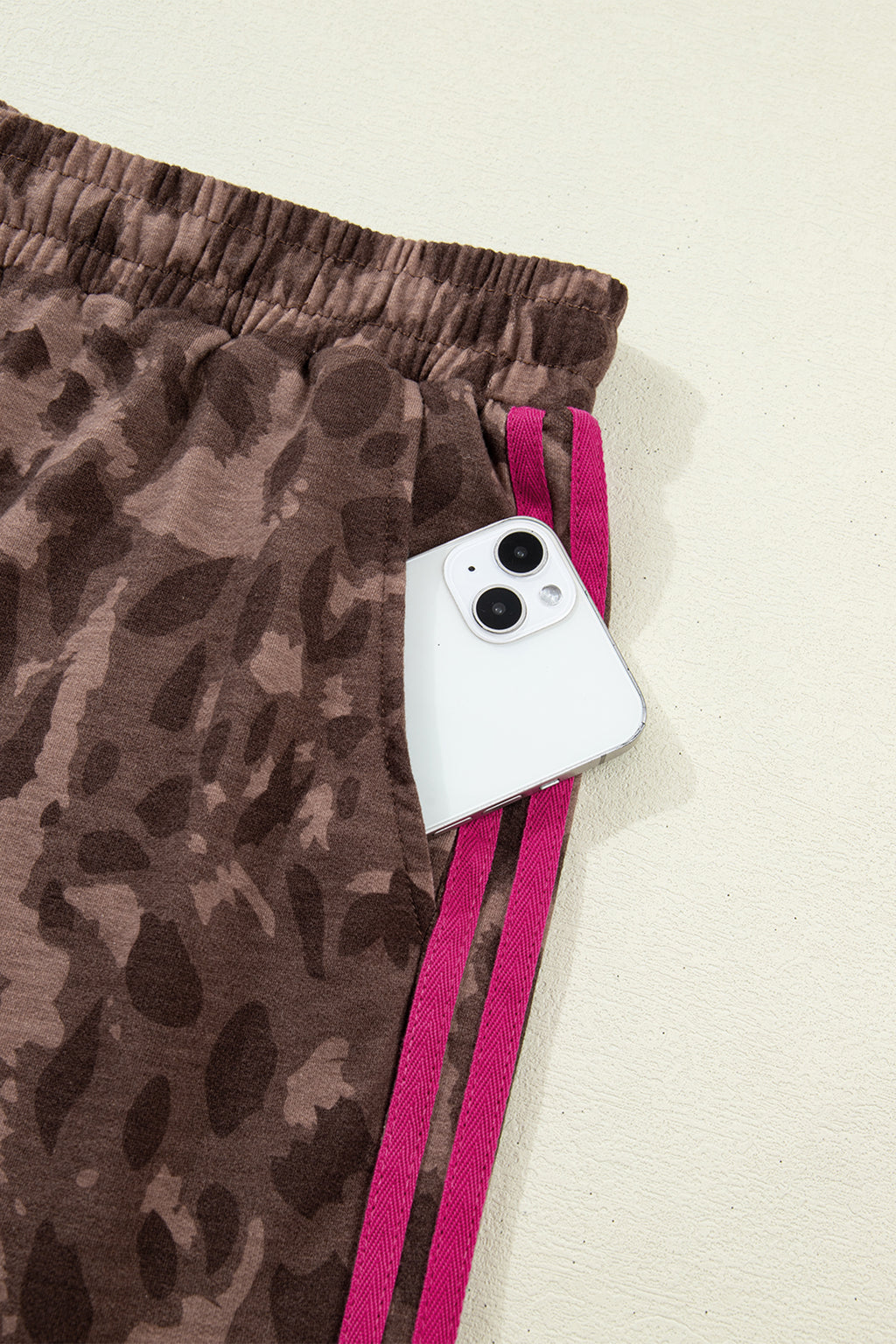 Brown Retro Leopard Print 2pcs Short Set-PLUS