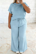 Light Blue Crop Top and Pant Set