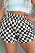 Black Checkered Shorts-PLUS