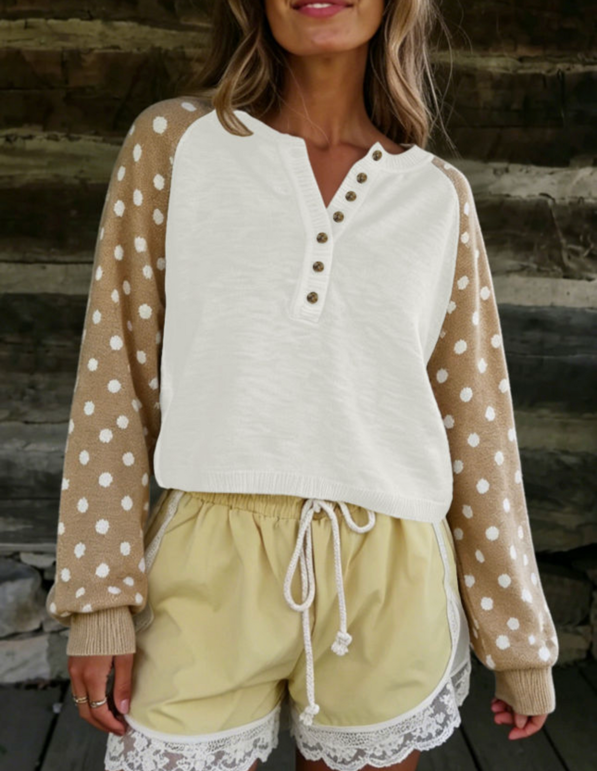 Khaki Polka Dot Sweater