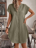 V-neck Button Loose Dress - FINAL SALE